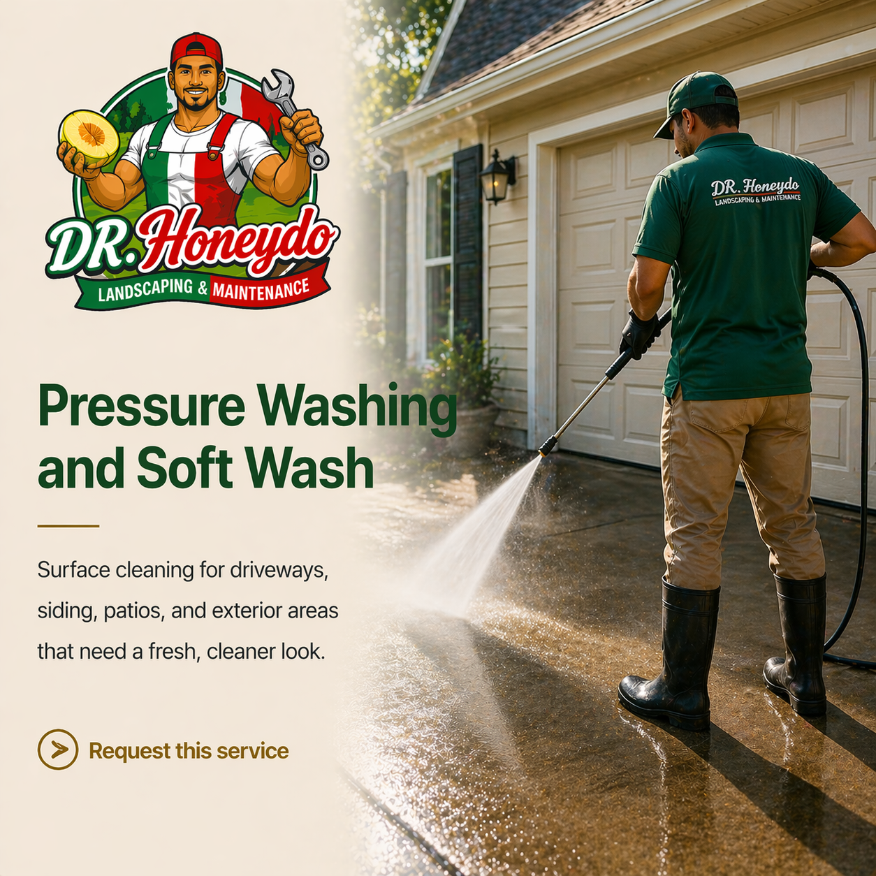 Pressure washing and soft wash
